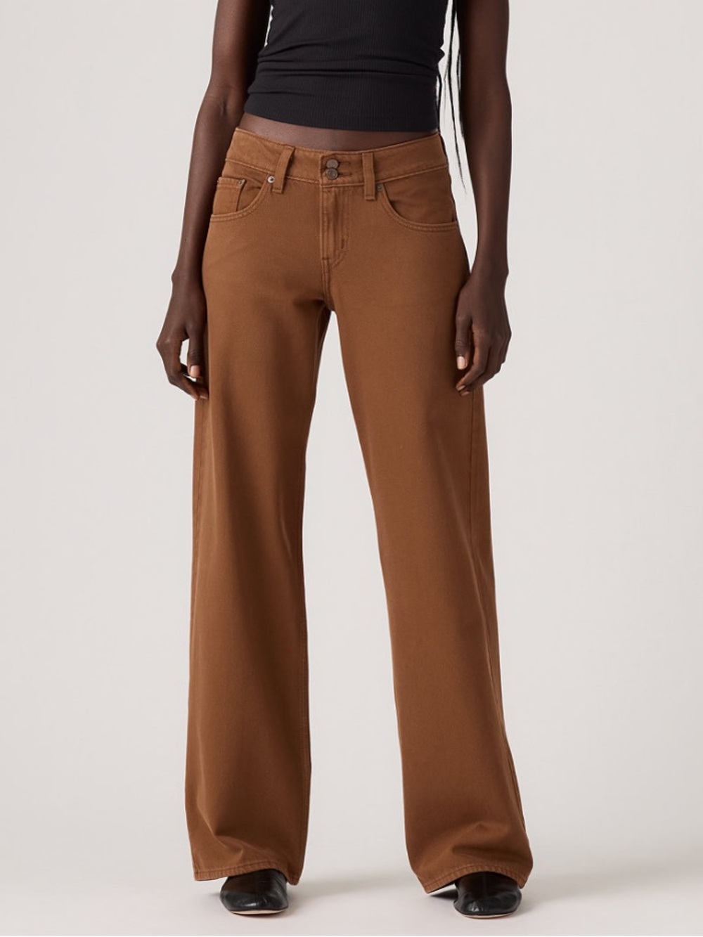 Levi's Women's Super-Low Double-Button Relaxed-Fit Jean in Washed Bison Brown